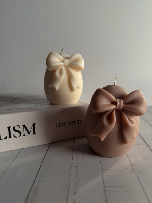 Kerze Osterei mit Schleife