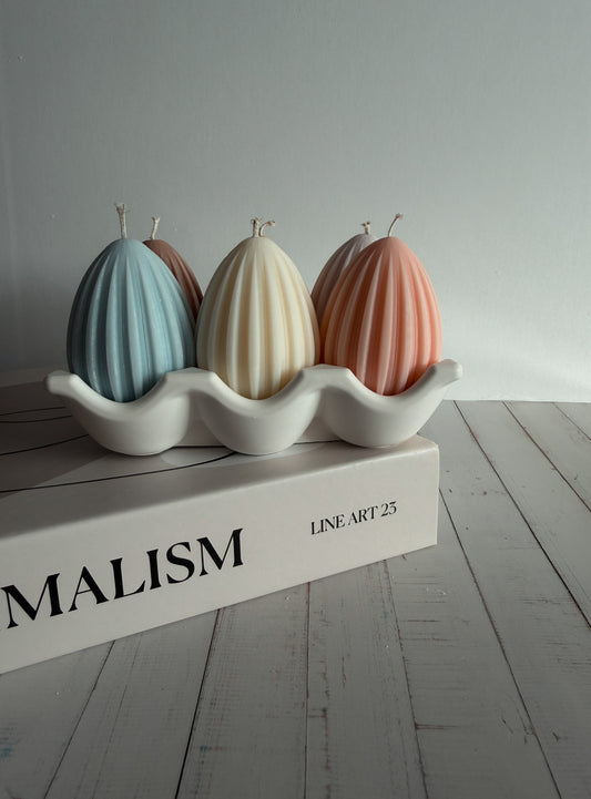 Kerze Osterei geriffelt