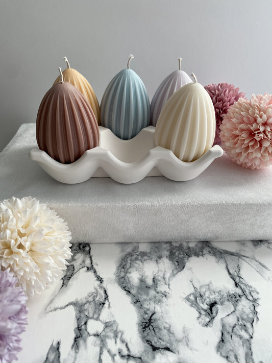 Kerze Osterei geriffelt